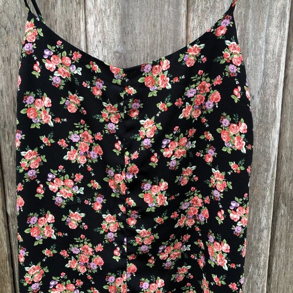 Forever 21 Black Floral Spaghetti Strap Mini Dress Small - Picture 2 of 6